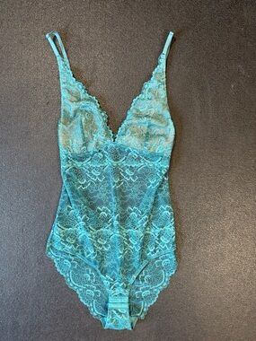 Samantha Chang Lingerie Bodysuit M Teal Romantic Fairycore Candlelit Date Night